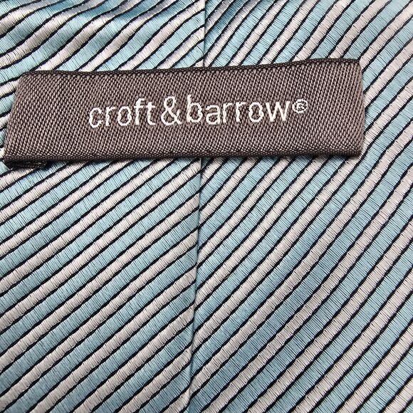 Mens Necktie Croft & Barrow NeckTie Blue White Geometric 58" x 4" Vintage - Picture 4 of 6